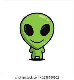 alien cute mascot character vector design