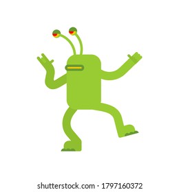 Alien dancing. UFO dance cartoon. vector illustration
 
