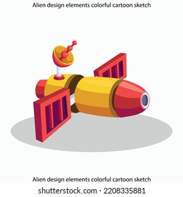 Alien design elements colorful cartoon sketch
