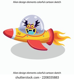 Elementos de diseño alienígena dibujo animado colorido