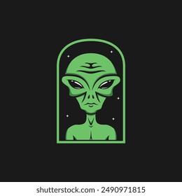 alien design illustration, suitable for t-shirt design