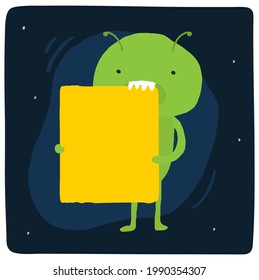 Alien design for interactive publication on social media. Vector.