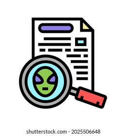 alien discovery document color icon vector. alien discovery document sign. isolated symbol illustration