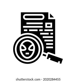 alien discovery document glyph icon vector. alien discovery document sign. isolated contour symbol black illustration