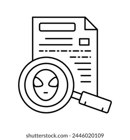 alien discovery document line icon vector. alien discovery document sign. isolated contour symbol black illustration