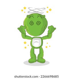 the alien dizzy head mascot. cartoon vector