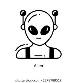 Icono del doodle Alien Icono de diseño. Símbolo de espacio en el archivo EPS 10 de fondo blanco