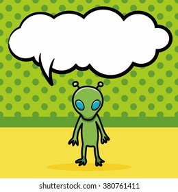 alien doodle, speech bubble