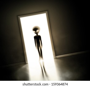 Alien at door, eps 10