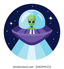 alien driving ufo isolated design