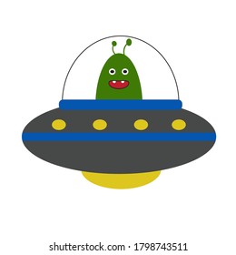 Alien Driving Ufo Vector Illustration