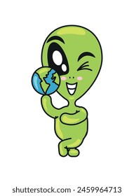 alien and earth planet isolated design