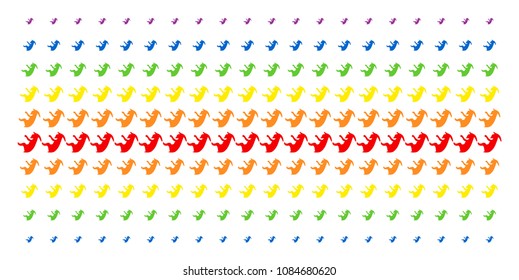 Alien Embryo icon spectral halftone pattern. Vector pictograms organized into halftone matrix with vertical rainbow colors gradient. Designed for backgrounds, covers, templates and abstract effects.