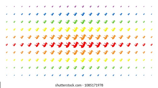 Alien embryo icon spectrum halftone pattern. Vector alien embryo symbols are arranged into halftone array with vertical spectrum gradient. Constructed for backgrounds, covers,