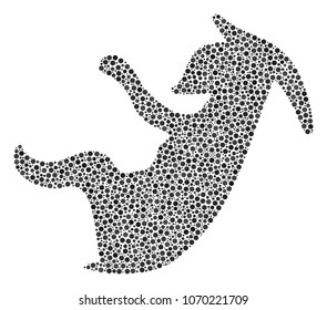 Alien Embryo mosaic of round dots in variable sizes and color tints. Dots are combined into alien embryo vector illustration. Dotted vector illustration.
