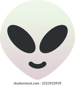 Alien emoji icon. Trendy colors, popular element often representing extraterrestrial themes, widely used in social media. Emoticon, isolated element.