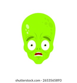 Alien emoji surprised. UFO emotion open-eyed
