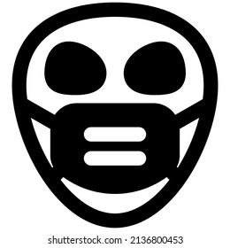 Alien emoticons with a mask for covid protection