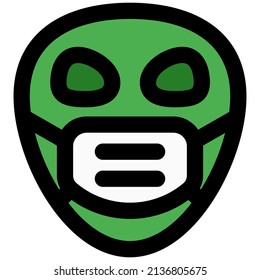 Alien-Emoticons mit einer Maske zum Schutz vor Kälte