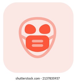 Alien emoticons with a mask for covid protection