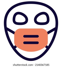 Alien emoticons with a mask for covid protection