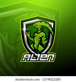Alien esport mascot logo design