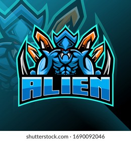 Alien esport mascot logo design