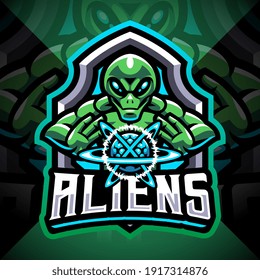 Alien esport mascot logo design