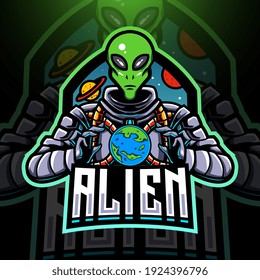 Alien esport mascot logo design