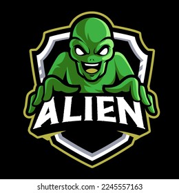 Alien esport mascot logo design vector