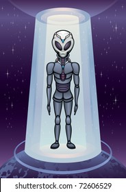 Alien (E.T.) Visitor  teleporting to planet.
"Full compatible. Created with gradients."