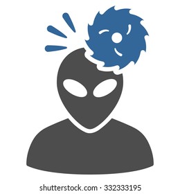Alien Exploration vector icon. Style is flat bicolor cobalt and gray symbol, rounded angles, white background.