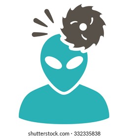 Alien Exploration vector icon. Style is flat bicolor grey and cyan symbol, rounded angles, white background.