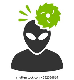 Alien Exploration vector icon. Style is flat bicolor eco green and gray symbol, rounded angles, white background.