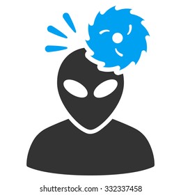 Alien Exploration vector icon. Style is flat bicolor blue and gray symbol, rounded angles, white background.