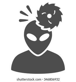 Alien Exploration vector icon. Style is flat gray symbol, rounded angles, white background.
