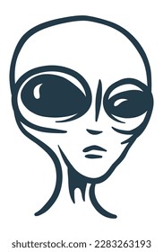 Alien or extraterrestrial head - vector illustration