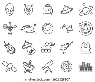 Alien Or Extraterrestrial Icons Thin Line Set Big