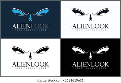 Olhos alienígenas olhar logotipo definir design de modelo