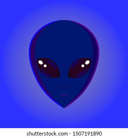 Alien face, blue and purple icon, vector illustration.