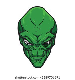 Alien face cartoon , futuristic space invader,  vector illustration