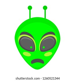 Alien face emoji. Alien green head - Fail. Humanoid vector illustration