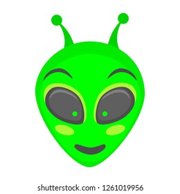 Alien face emoji. Alien green head - Smile. Humanoid vector illustration