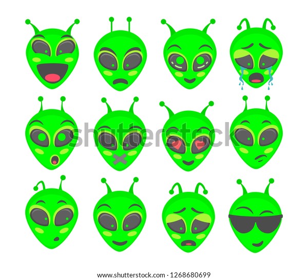 Alien Face Emoji Alien Green Head Stock Vector (Royalty Free ...