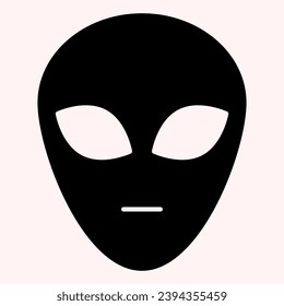 Alien face glyph icon. Face with no identity, life on other planets. Astronomy vector design concept, solid style pictogram on white background, use for web and app. Eps 10
