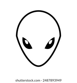 Alien face, head, eyes illustrations. Space monster. Futuristic symbol icon, ufo inhabitant. Science, fantasy, creature, galaxy, invasion, universe, humanoid, fiction, cartoon. Vector design web app