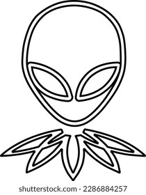 Alien face or head symbol line art vector icon illustration.