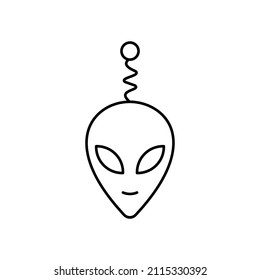 Alien face or Head Vector line Icon on white background