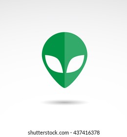 Alien face icon isolated on white background. Vector art.