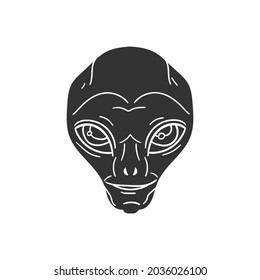 Alien Face Icon Silhouette Illustration. Ufo Space Vector Graphic Pictogram Symbol Clip Art. Doodle Sketch Black Sign.